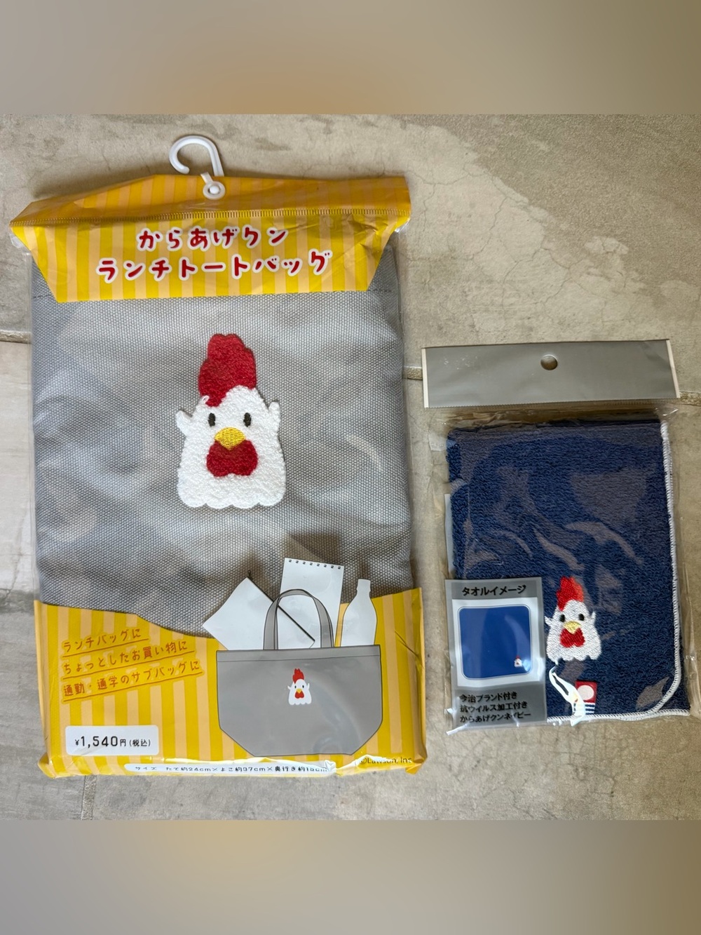 Lawson Karaage-kun 40th Anniversary Lunch Tote Bag Chicken Embroidery towel